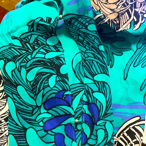 WHBM Floral Split Sleeve Silk Blouse W/ Sash Like New Worn Once size Small - Picture 11 of 17